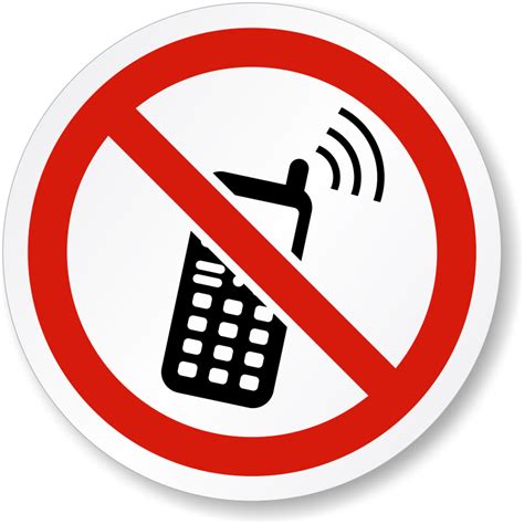 Keep Off Cell Phones ISO Prohibition Symbol Label, SKU: LB-2192 png image