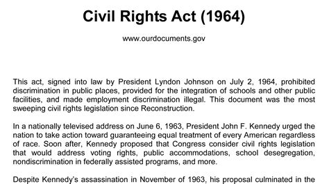 Civil Rights Act Of 1964 Document
