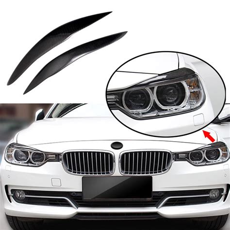 Jeazea 2pcs Carbon Fiber Headlights Eyebrows Eyelids Front Headlamp