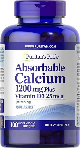 Puritans Pride Absorbable Calcium 1200 Mg With Vitamin D
