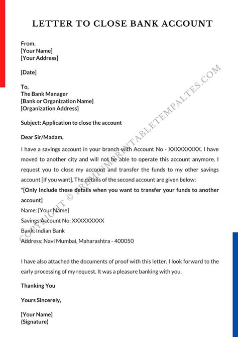 Bank Account Closing Letter Printable Template In Pdf Word Pack Of