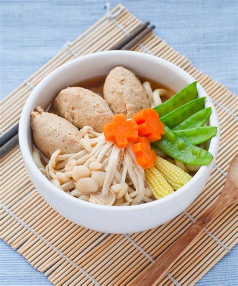 If you were to bung in some frozen prawns at the end, making sure you cook them through. Japanese chicken meatball and udon noodle soup recipe