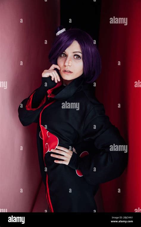 Beautiful Woman Anime Cosplayer With Purple Hair Japan Stock Photo Alamy