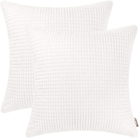 Brawarm White Throw Pillow Covers 20 X 20 Inches Pack Of 2 Corduroy Soft Comfy