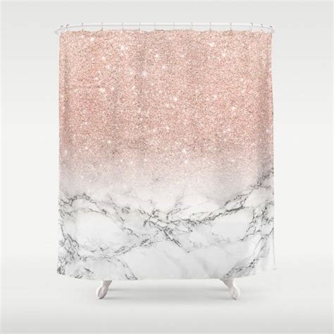 Buy Modern Faux Rose Gold Pink Glitter Ombre White Marble Shower