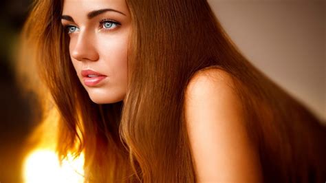 Wallpaper Face Lights Women Redhead Model Looking Away Long