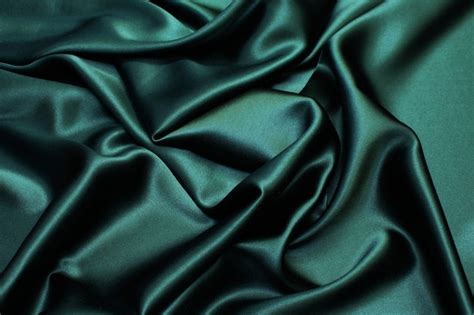 Premium Photo Silk Fabric Satin The Color Is Dark Green Texture