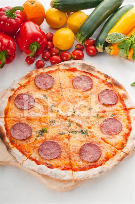 Italian Original Thin Crust Pepperoni Pizza Stock Photo Royalty Free