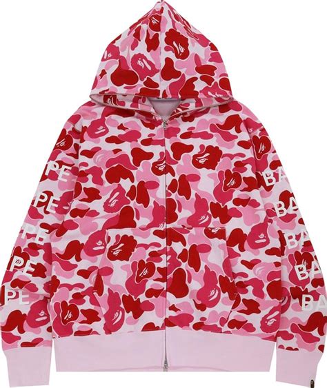 Buy Bape Big Abc Camo Relaxed Fit Full Zip Hoodie Pink 1h80 115 014