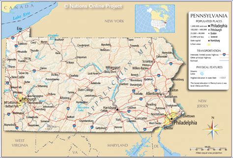 Large Detailed Tourist Map Of Pennsylvania With Cities And Towns With