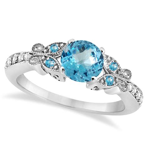 Butterfly Blue Topaz And Diamond Engagement Ring Platinum 178ct Az5728