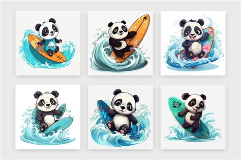 Cute Baby Panda Surfing Illustration Graphic By Iftikharalam · Creative