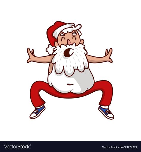 Fat Santa Claus Doing Sport Exercise Physical Vector Image