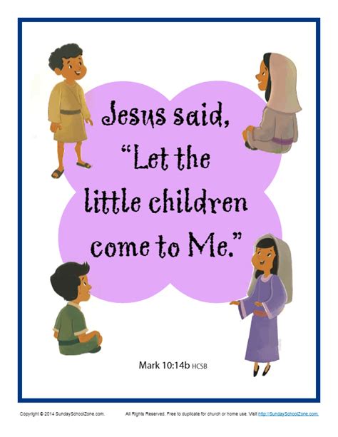 Bible Verses For Kids Printable Poster Mark 1014b
