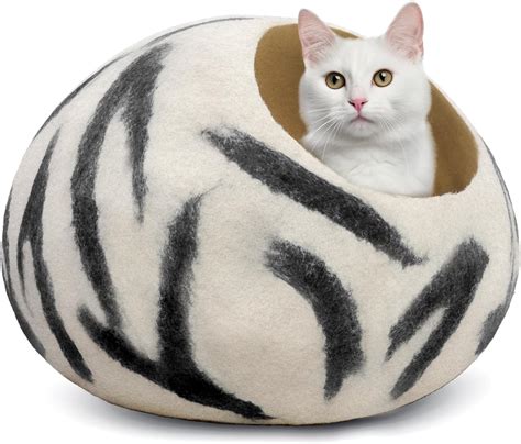 Woolygon Felt Cat Bed Cave Wild Pattern Series Wool Kitty Beds