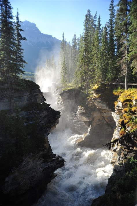 Water Spray At Athabasca Falls Jasper National Park Alberta Canada