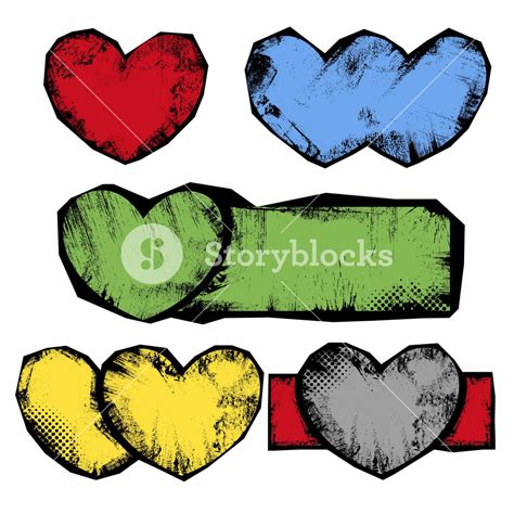 Grunge Hearts Vector Illustration Banner Background Royalty Free