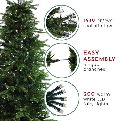 6 Pre Lit Potted Oregon Noble Fir Slim Artificial Christmas Tree