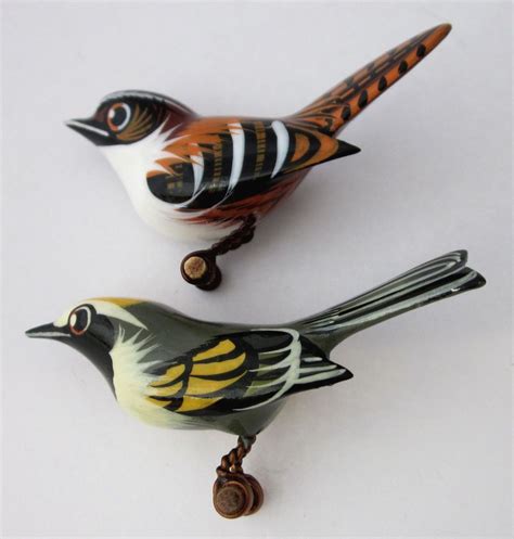 Vintage Pair Takahashi Style Bird Pins Bird Pins Bird Vintage