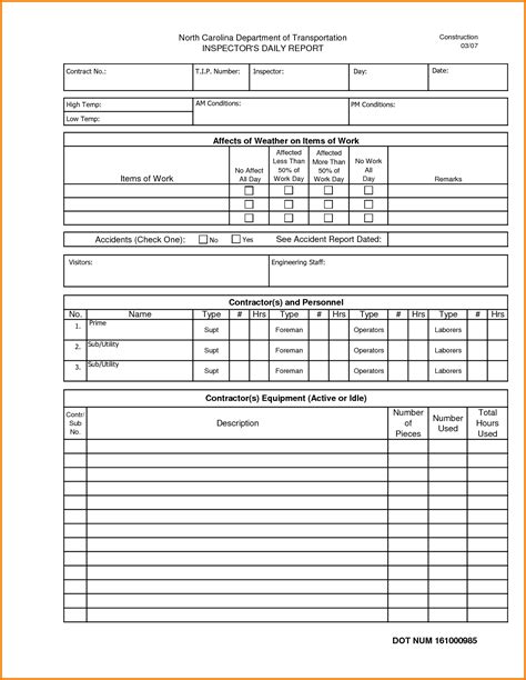 Construction Daily Report Template Excel