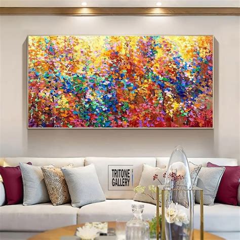 Colorful Abstract Oil Painting Large Contemporary Wall Art Etsy
