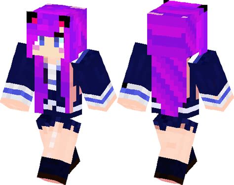 Cute Purple Hair Girl In Uniform Minecraft Skin Minecraft Hub