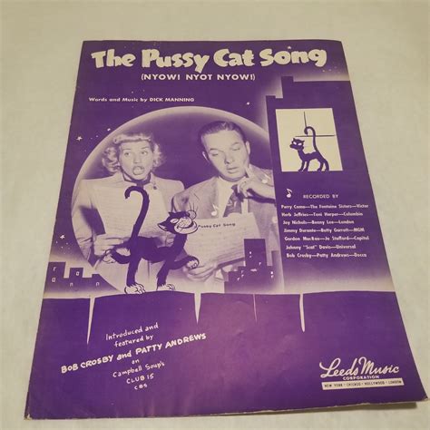 the pussy cat song nyow nyot nyow by dick manning 1948 vintage and antique