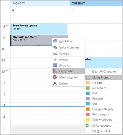 Microsoft Office Tutorials Assign A Color Category To A Calendar
