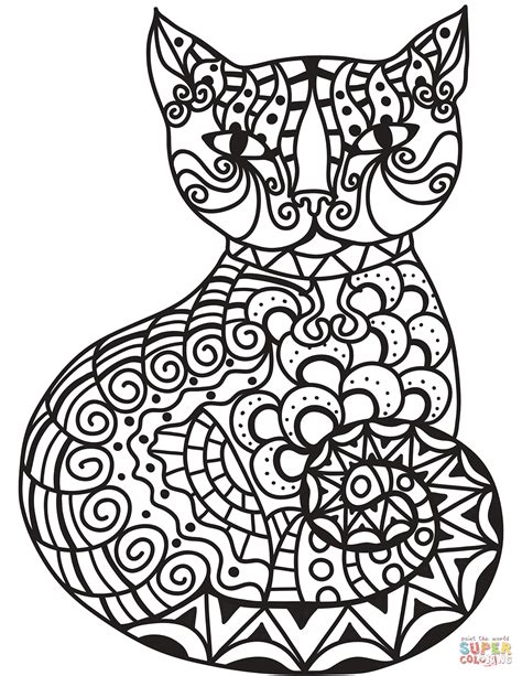 Coloring book pages printable coloring pages coloring sheets doodles zentangles zentangle patterns embroidery patterns zendoodle creative outlet grafik design. Zentangle Cat coloring page | Free Printable Coloring Pages