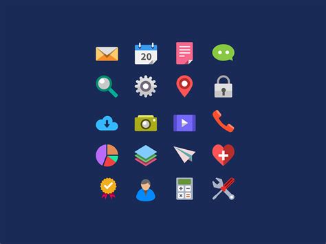 20 Flat Icons Psd Graphicsfuel