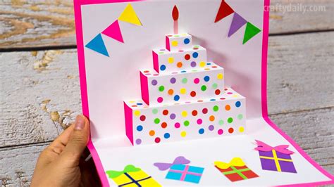 Diy Birthday Cake Pop Up Card Easy Pop Up Card Tutorials Happy