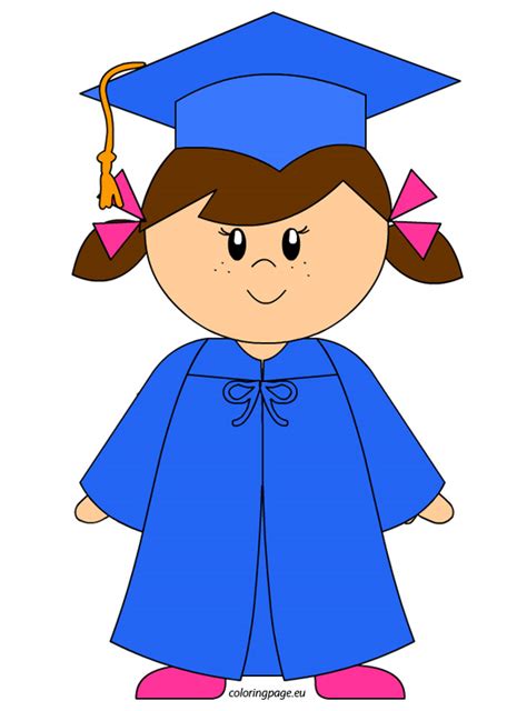 Graduation Kindergarten Graduate Girl Clip Art Loring Page