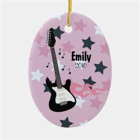Pink Rock Star Guitar Christmas Ornament Zazzle
