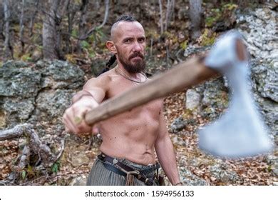 Brutal Viking Naked Torso Weapons His Stock Photo 1594956133 Shutterstock