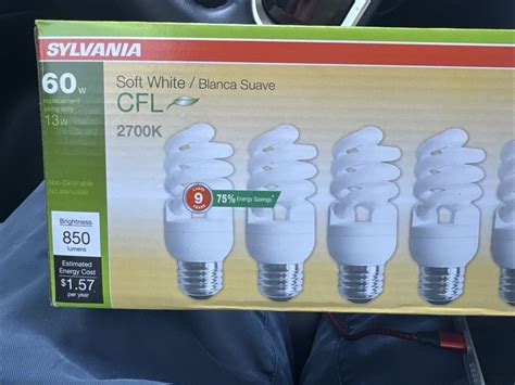 Sylvania 6pk Compact Spiral Fluorescent Light Bulb 850lm 13w60w 9 Yrs
