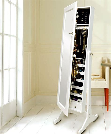 White Classic Floor Standing Jewelry Cabinet Jewelry Cabinet Home