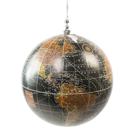 Black World Globe Hanging Decoration 10cm