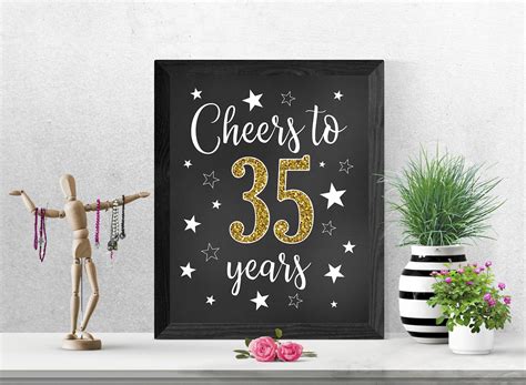 Cheers To 35 Years 35th Birthday Sign Happy 35th Birthday Etsy