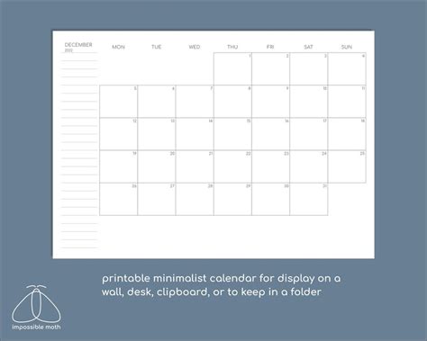 Monthly Calendar 2022 A4a5a3 Printable Minimalist Calendar Etsy Uk