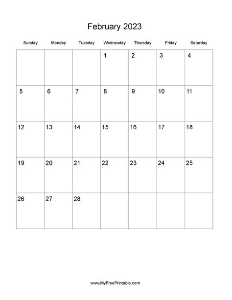 February 2023 Calendar Free Printables
