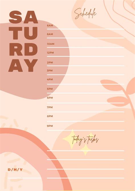A Pink And Orange Poster With The Words Sauturd Day Written On It