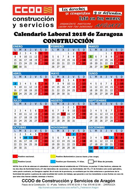 Calendario Construcci N Zaragoza 2022 Zona De Informaci N