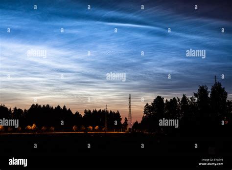Noctilucent Clouds Glowing At Night Sky Stock Photo Alamy