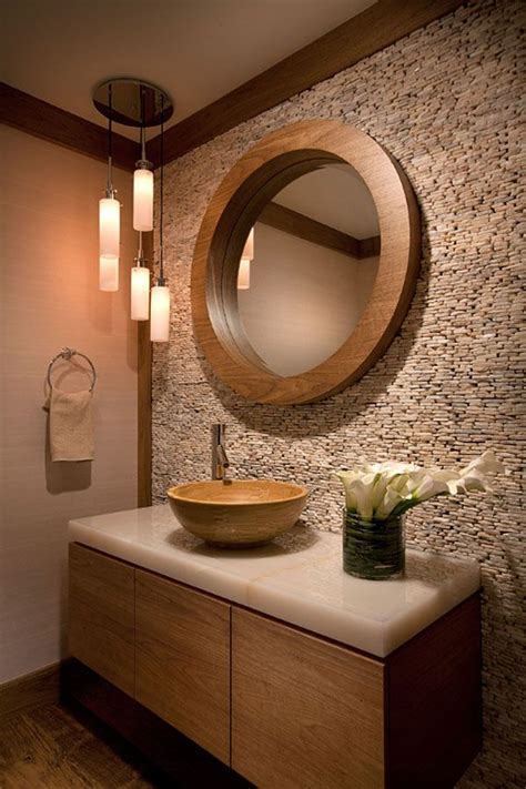 64 Sensational Bathrooms With Natural Stone Walls Powder Room Decor