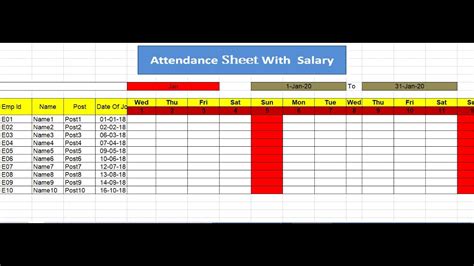 How To Make Attendance Sheet And Salary With Formula Ms Excel Youtube
