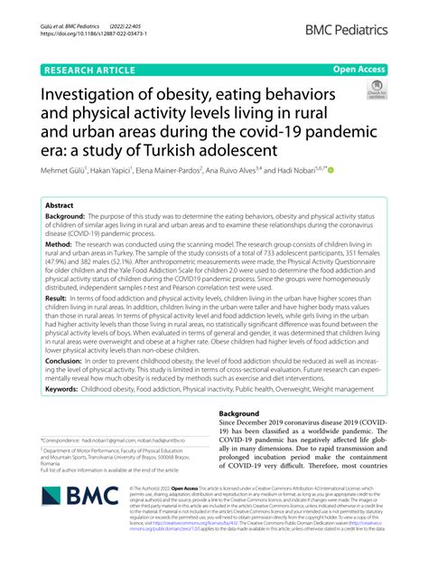 PDF Investigation Of Obesity Eating Behaviors And Physical Activity