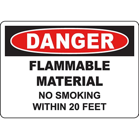 Danger Flammable Material No Smoking Within 20 Feet Sign Graphic Products