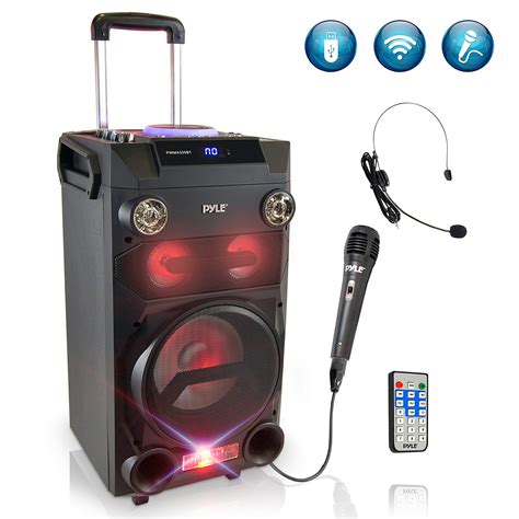 Pyle Outdoor Portable Wireless Bluetooth Karaoke Pa Loud Speaker 8 Subwoofer Sound System