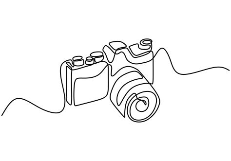Vetor Digital Da Câmera Dslr Um Desenho De Linha única Contínua