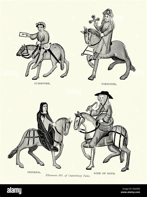 Characters From Geoffrey Chaucers Canterbury Tales Summoner Stock